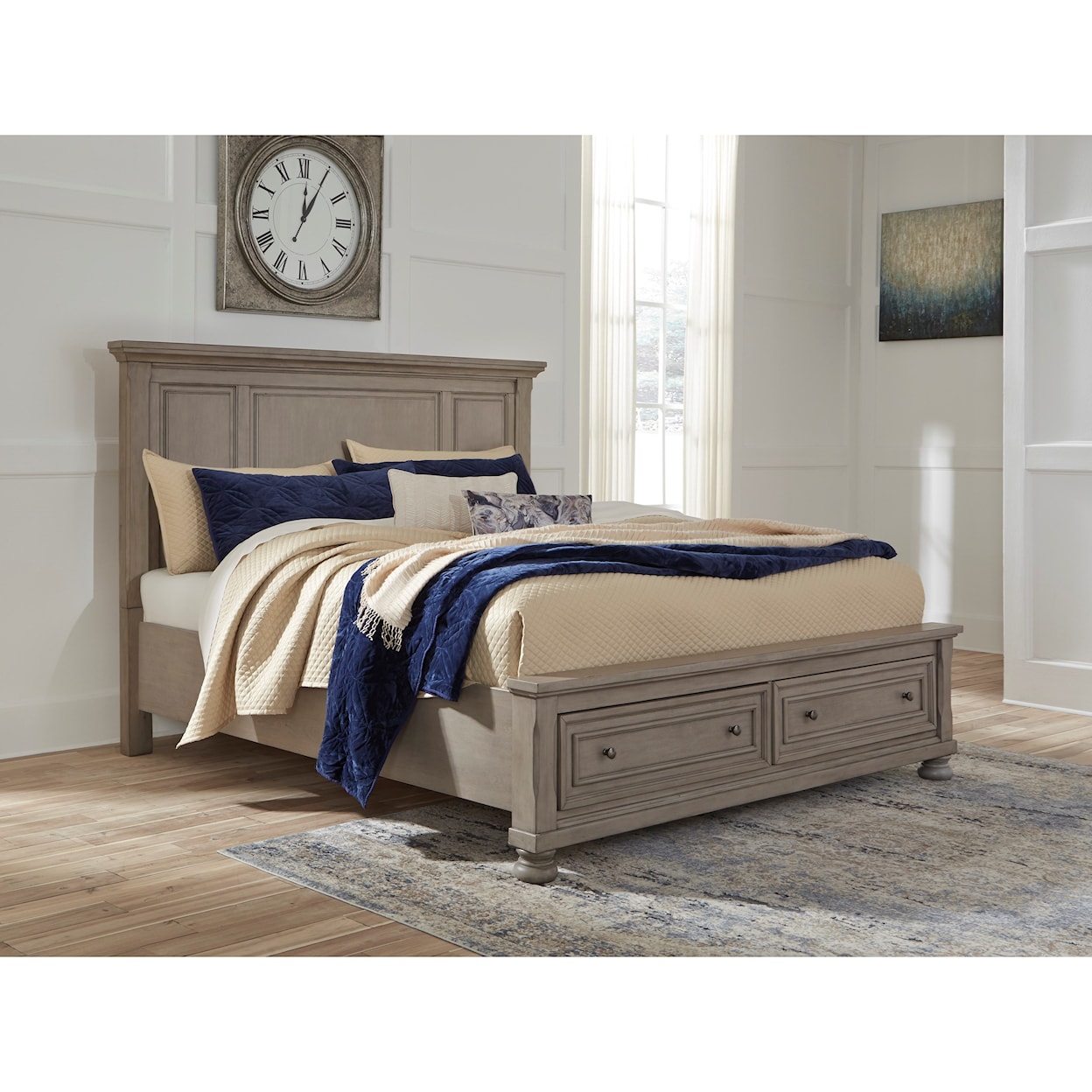 Signature Design Lettner King Panel Bed with Storage Footboard