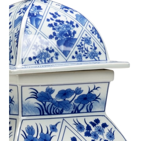 Blue And White Covered Vase