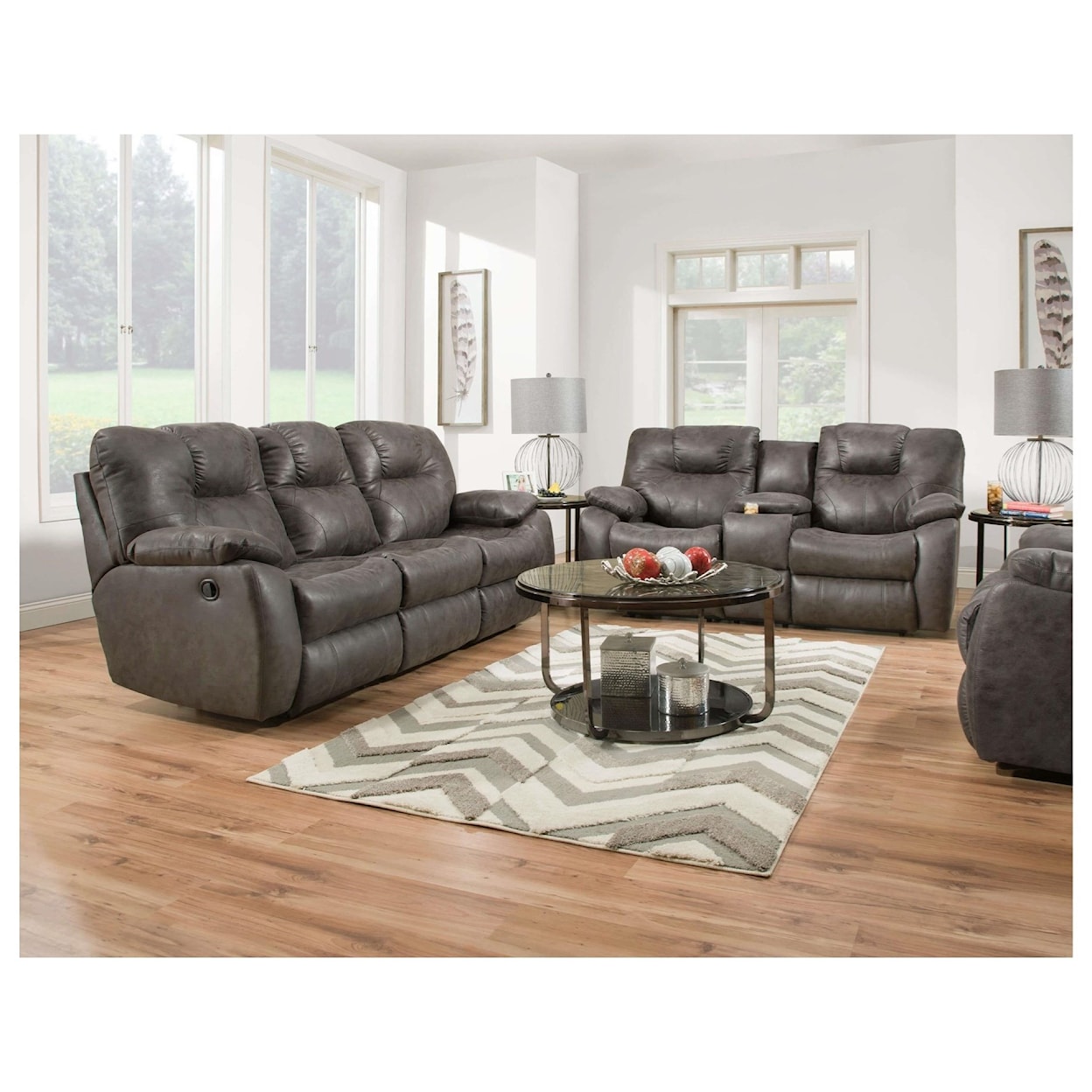 Design2Recline Avalon Double Reclining Loveseat with Console