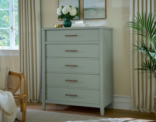 Transitional 5-Drawer Chest with Smooth Drawer Guides