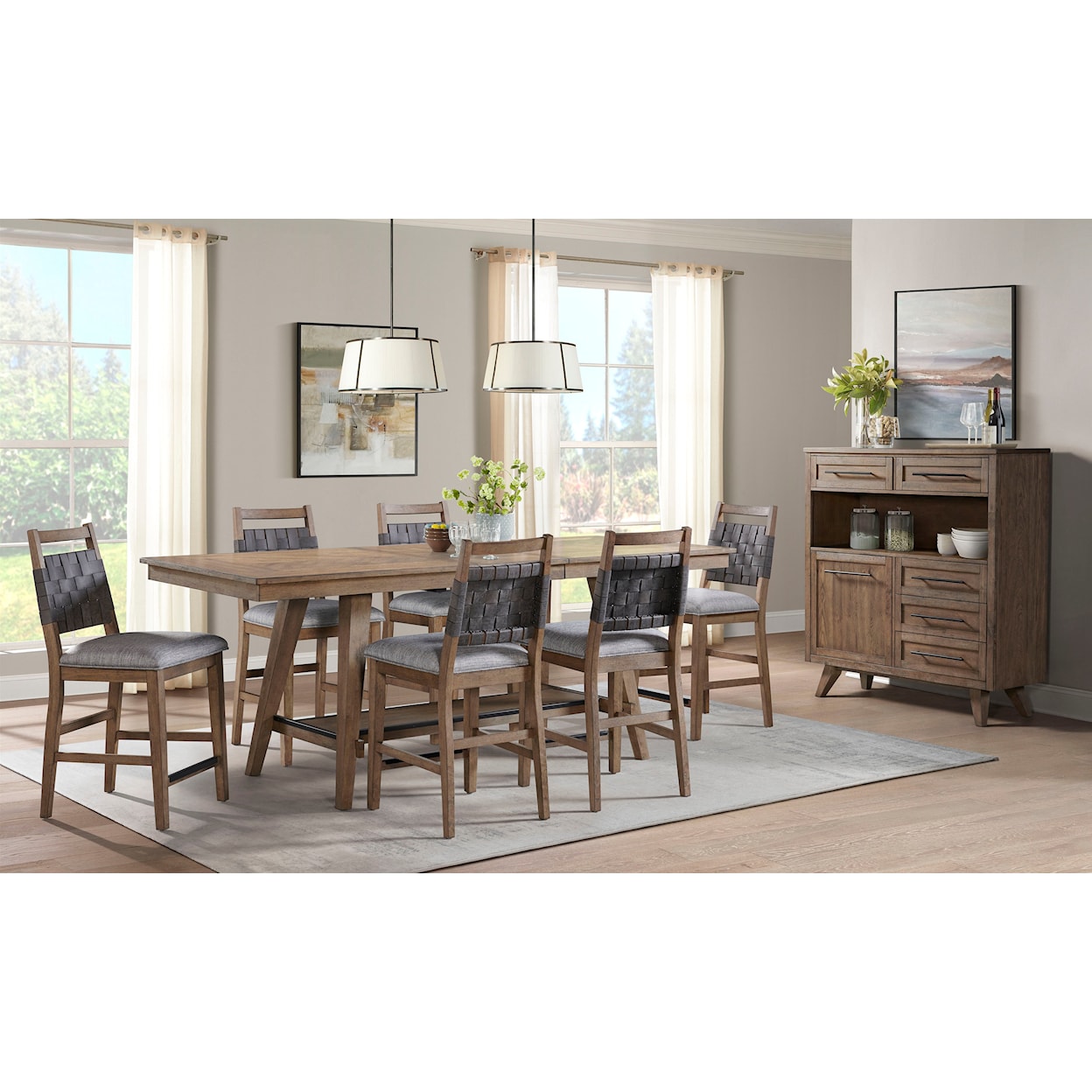 Intercon Oslo 8-Piece Counter-Height Dining Set