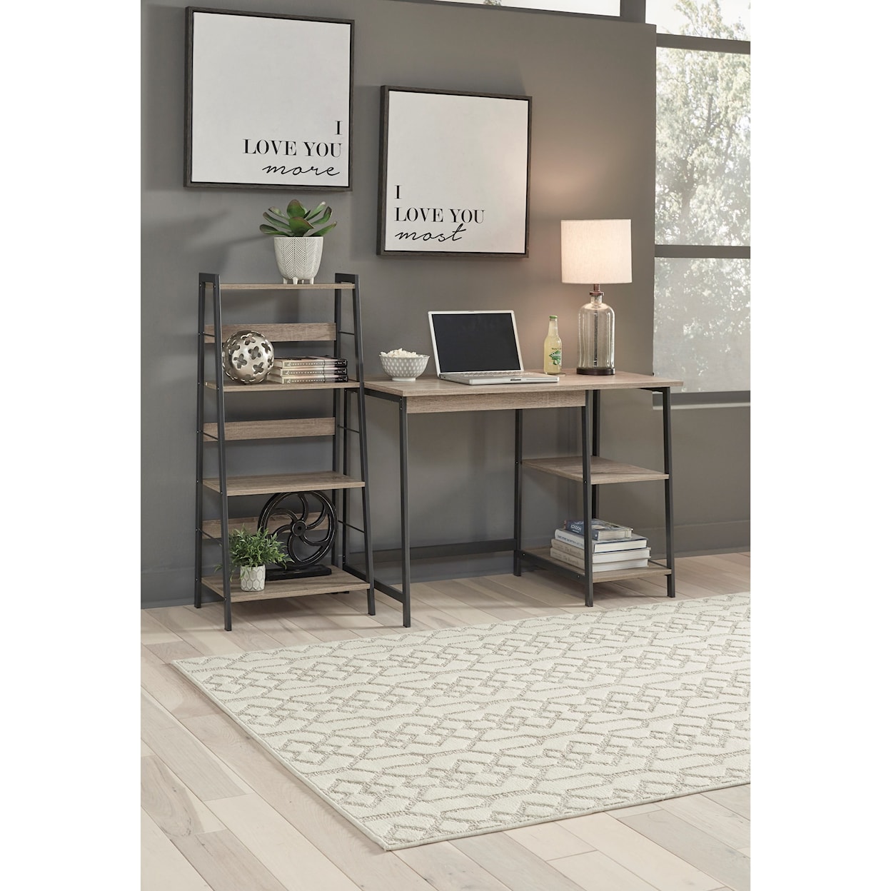 Ashley Furniture Signature Design Soho 2-Piece Home Office Desk and Shelf Set