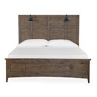 Transitional Farmhouse King Lamp Panel Bed