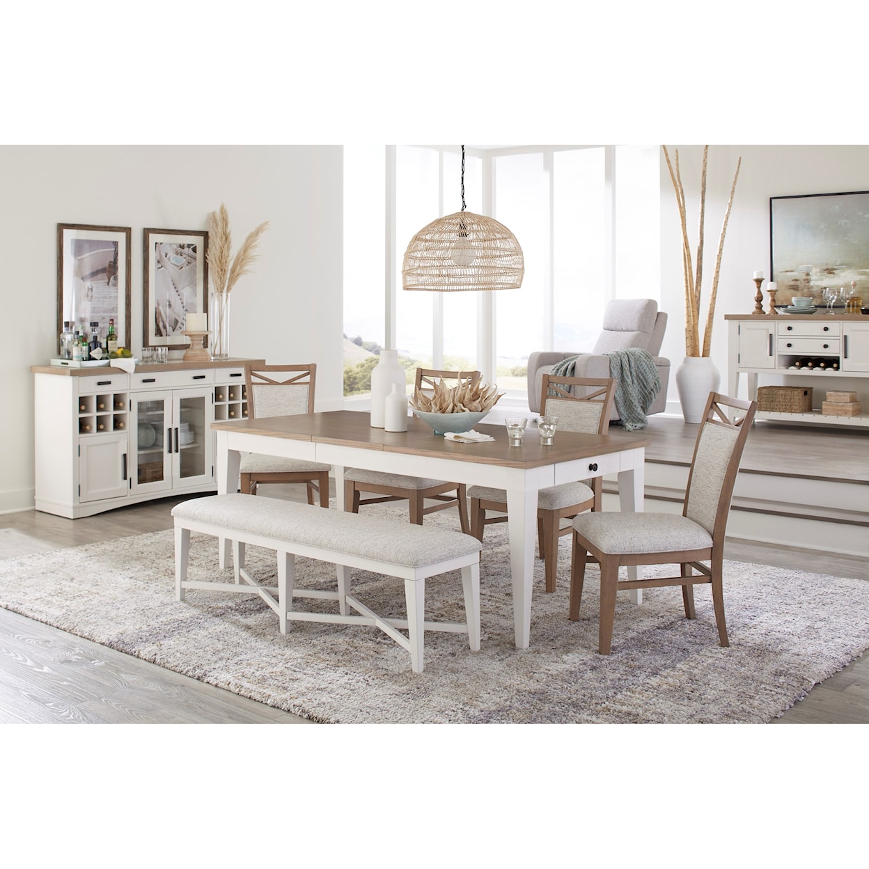 Parker House Americana Modern 6-Piece Dining Set with Bench