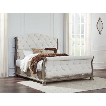 King Upholstered Sleigh Bed