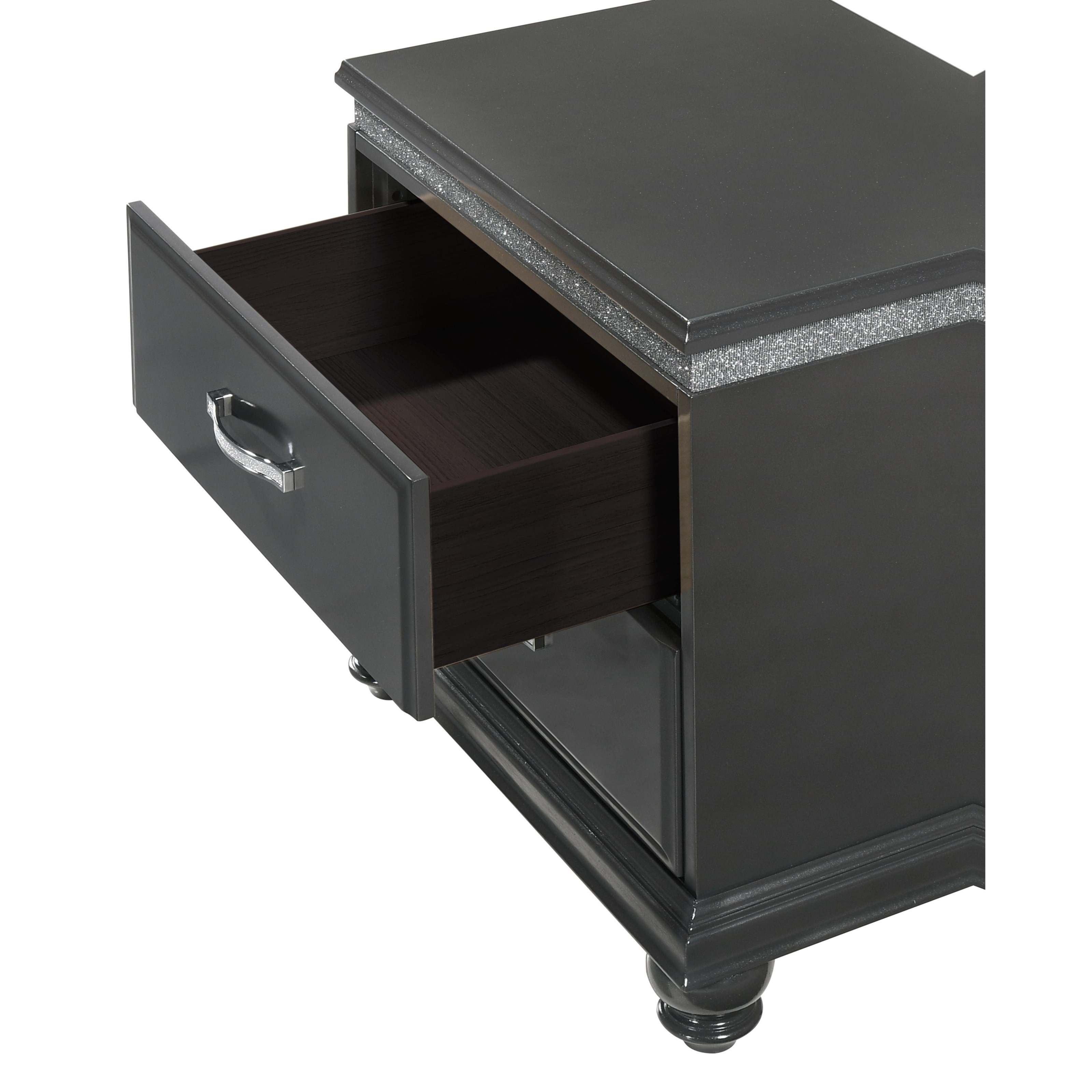 Crown Mark Frampton B47902 Glam Nightstand with Bun Feet Royal Furniture Nightstands