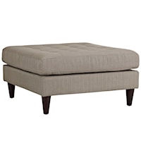 Empress Contemporary Upholstered Large Tufted Ottoman - Granite