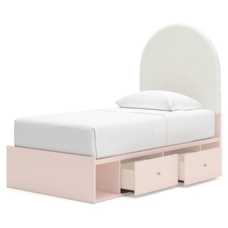 Twin Upholstered Panel Bed With Storage