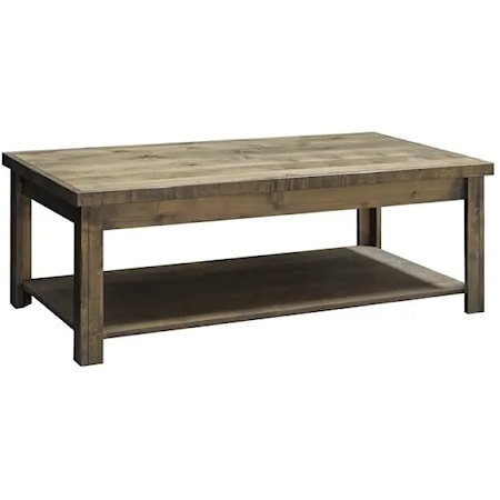 Rustic Coffee Table with Bottom Shelf Storage