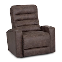 Casual Home Theater Recliner with Dual Arm Cupholders and Storage