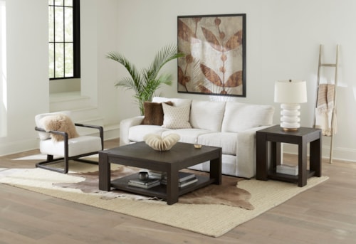 Transitional 3-Piece Occasional Set with Square Cocktail Table