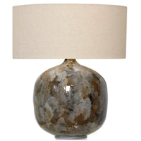Contemporary Iron Enamel Lamp with Beige Fabric Shade