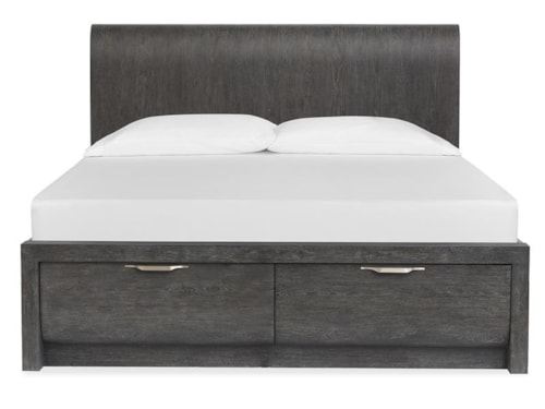 Transitional Queen Panel Storage Bed with 2 Drawers