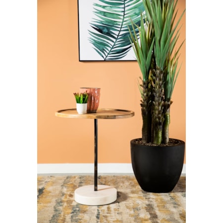 Ginevra 24&quot; Wood Top Marble Base Table and