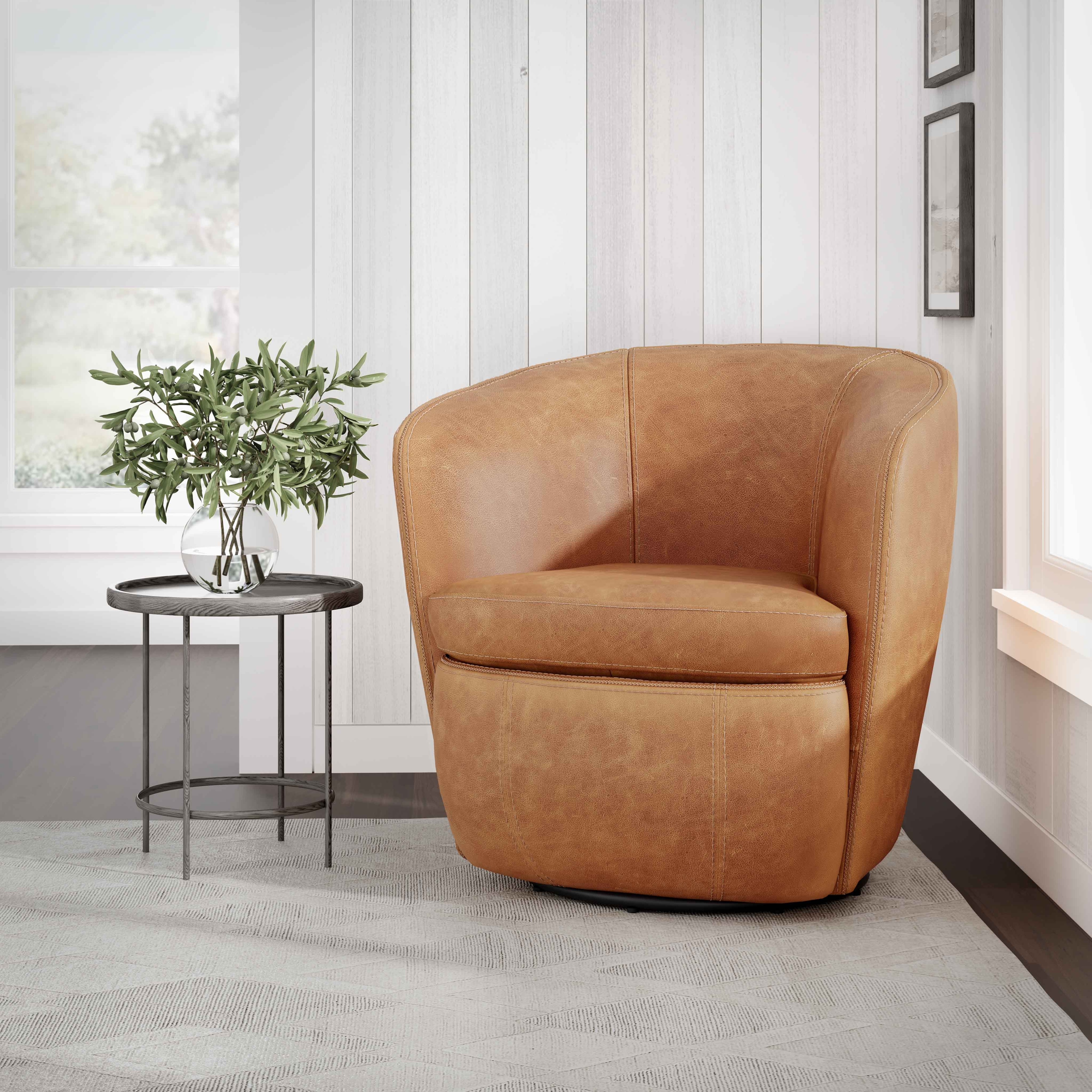 Parker Living Barolo Leather Swivel Barrel Chair