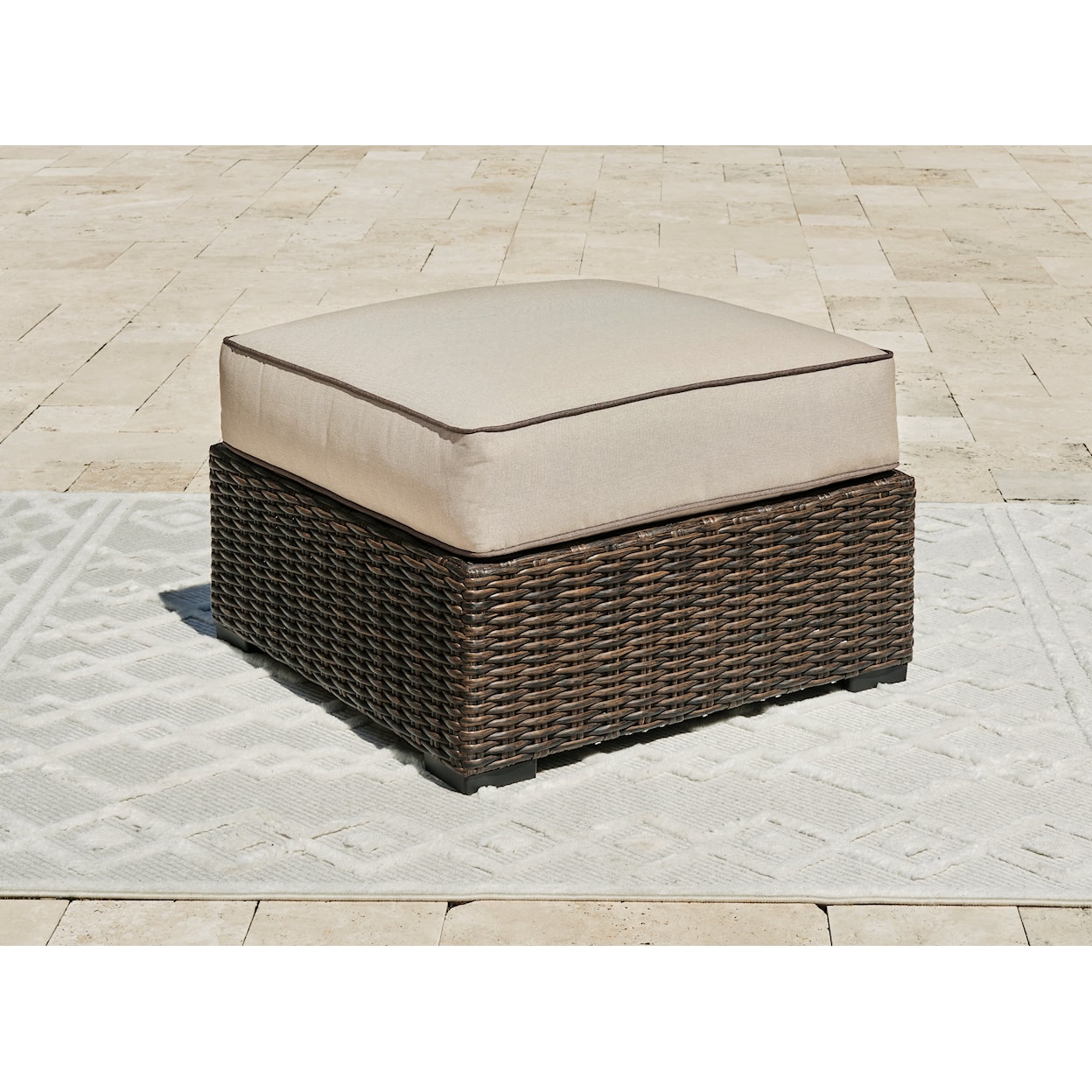 Ashley Furniture Signature Design Coastline Bay Outdoor Ottoman With Cushion