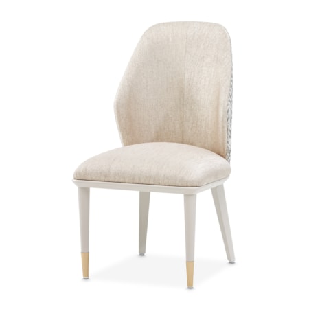 Upholstered Dining Side Chair w/Brass Feet