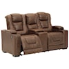 Ashley Signature Design Owner's Box Power Rec Loveseat w/ Console & Adj Hdrsts
