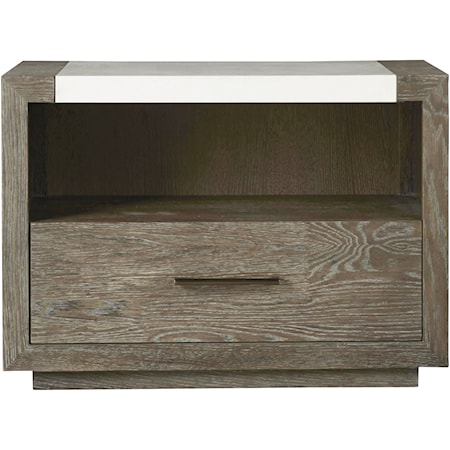 Contemporary 1-Drawer Nightstand with Storage Shelf