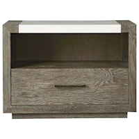 Contemporary 1-Drawer Nightstand with Storage Shelf