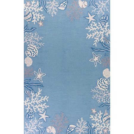 5' X 7'6" Sea Blue Coastal Area Rug