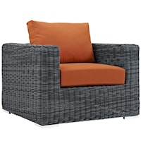 Outdoor Coastal Patio Fabric Sunbrella® Armchair - Gray/Tuscan