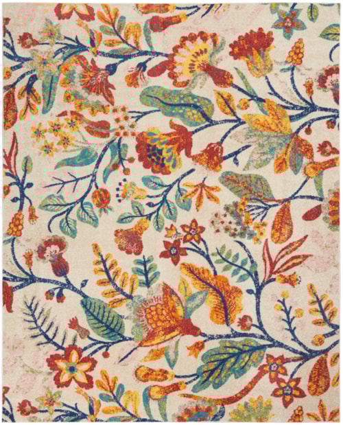 7'10" x 9'10" Ivory Multicolor Rectangle Rug