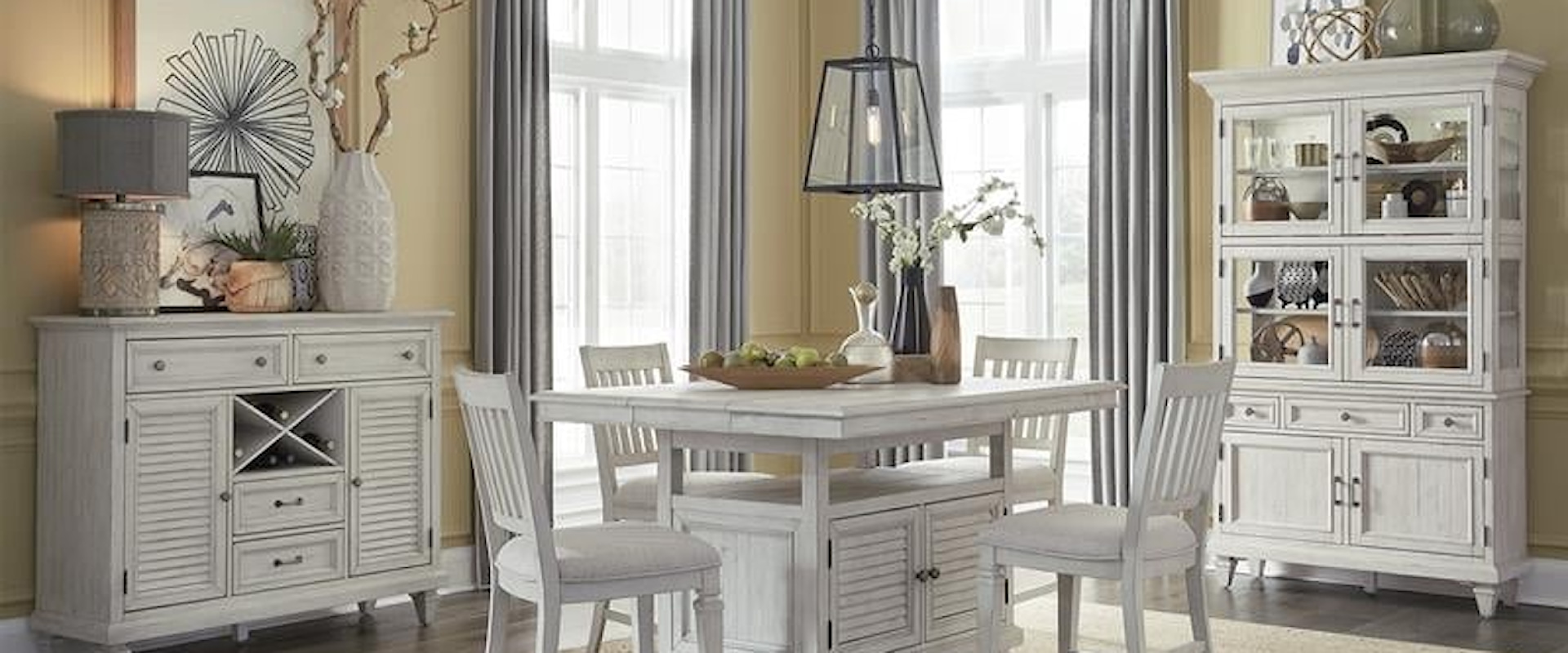 Transitional Farmhouse 5-Piece Pub Table Set