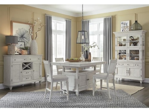 Transitional Farmhouse 5-Piece Pub Table Set