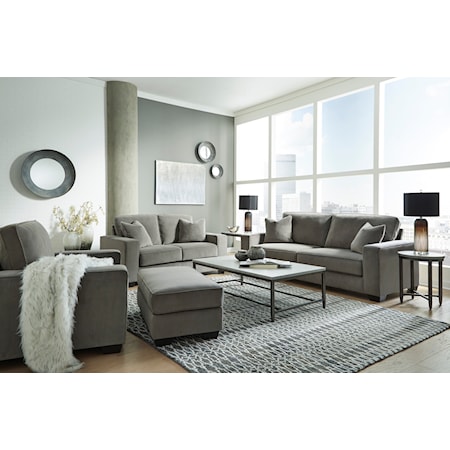Contemporary 4-Piece Living Room Set with Sofa, Loveseat, Chair, and Ottoman