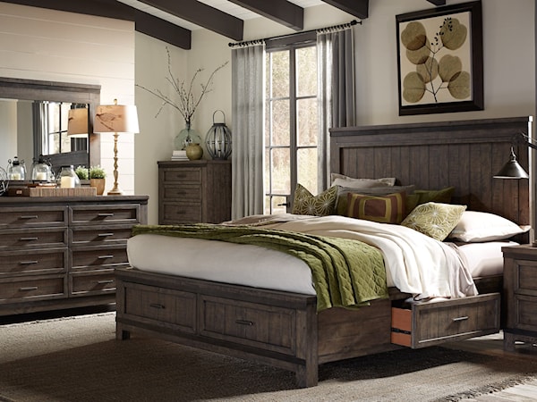 4-Piece Two Sided Storage Queen Bed Set