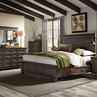 Transitional 4-Piece Two Sided Storage Queen Bed Set