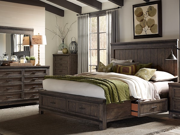 Two Sided Storage Queen Panel Bed Set