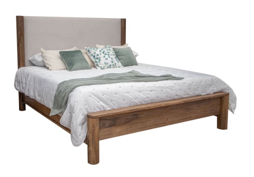 King Platform Bed with Upholstered Headboard