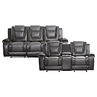 Casual 2-Piece Reclining Living Room Set with Cupholders