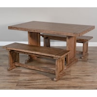 3-Piece Dining Set with 2 Benches