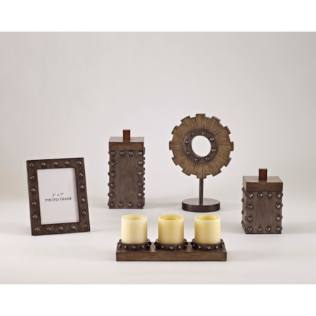 Sakina - Faux Wood & Pewter Accessory Set
