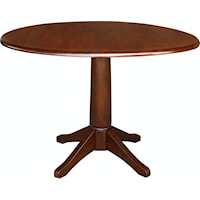 Cottage Round Single Pedestal Dining Table with Dropleaf
