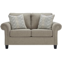 Transitional Loveseat with Rolled Arms with Nailhead Trim