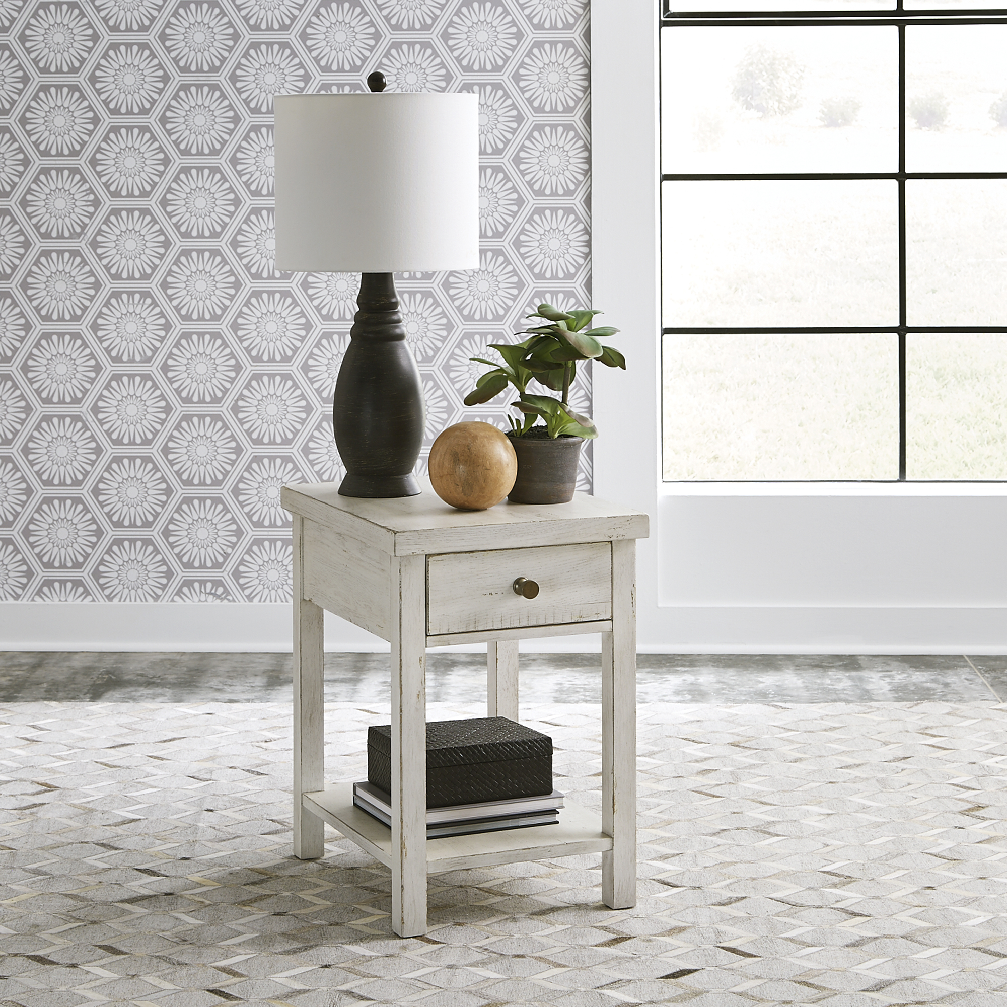 Liberty Furniture Modern Farmhouse Drawer Chair Side Table