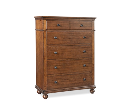 Traditional 5-Drawer Bedroom Chest with Valet Rods