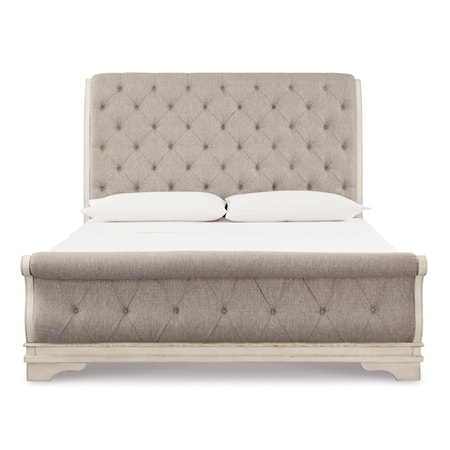 CA. King Upholstered Sleigh Bed