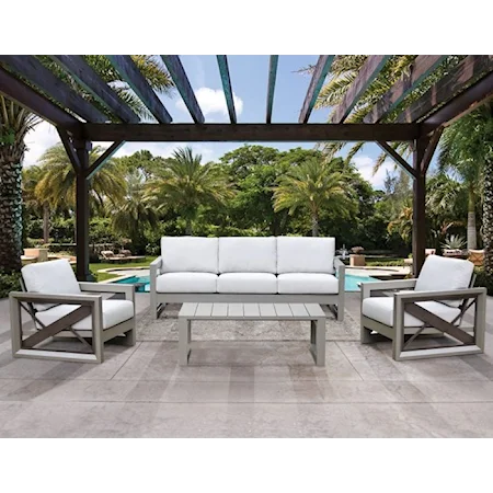 Neutral Contemporary 4-Piece Geometric Patio Set