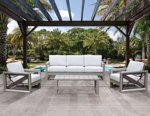 Neutral Contemporary 4-Piece Geometric Patio Set