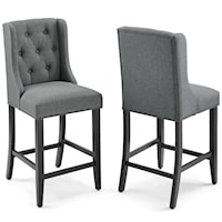 Counter Bar Stool Upholstered Fabric Set of 2