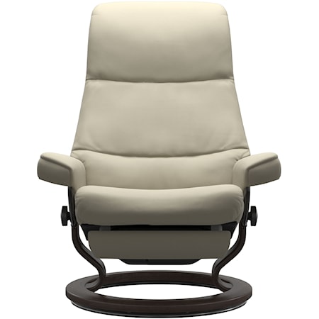 Contemporary View Large Power Recliner with Classic Base