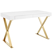 Sector Contemporary Office Desk - White/Gold