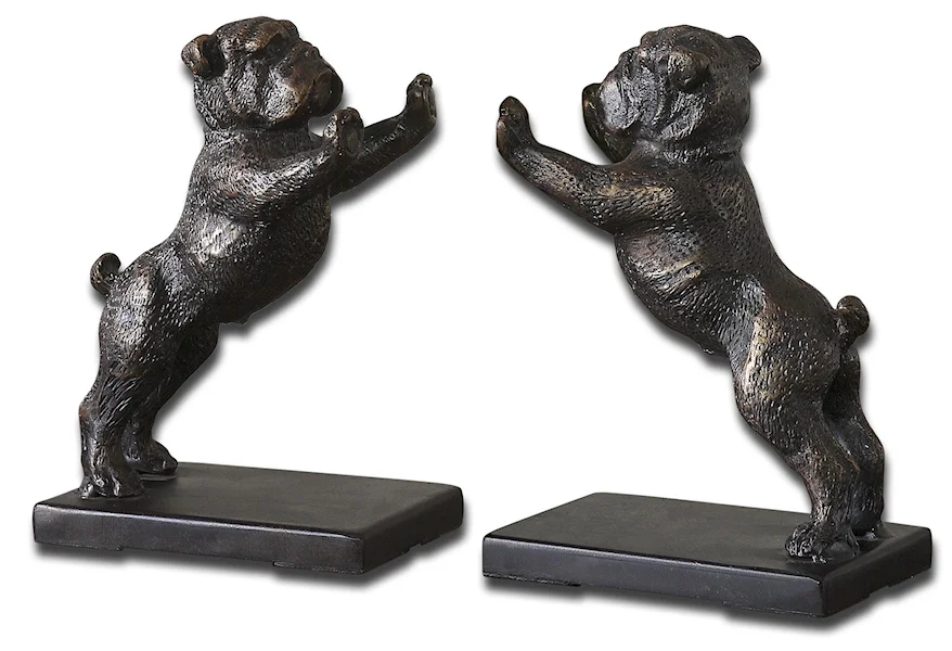 Accessories - Statues and Figurines Bulldogs Set of 2 by Uttermost at Town and Country Furniture 
