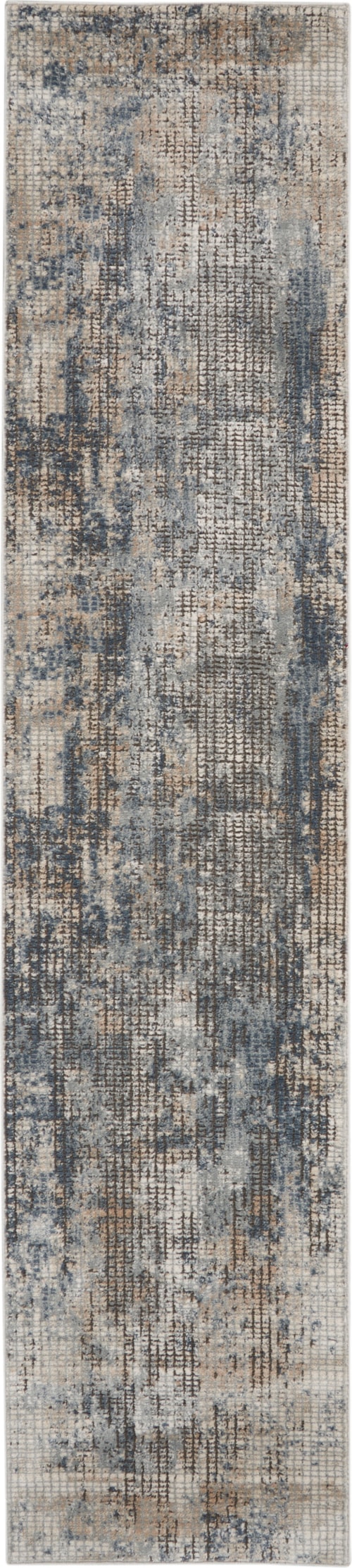 2'2" x 7'6" Blue/Beige Runner Rug