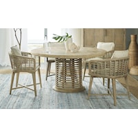 Coastal 5-Piece Table and Chair Set with Upholstered Seats